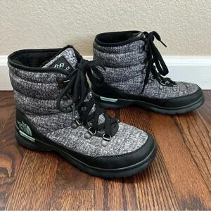 The North Face ThermoBall Lace II Boots Grey Black Wm Size 6 NF0A2T5L Lace Up
